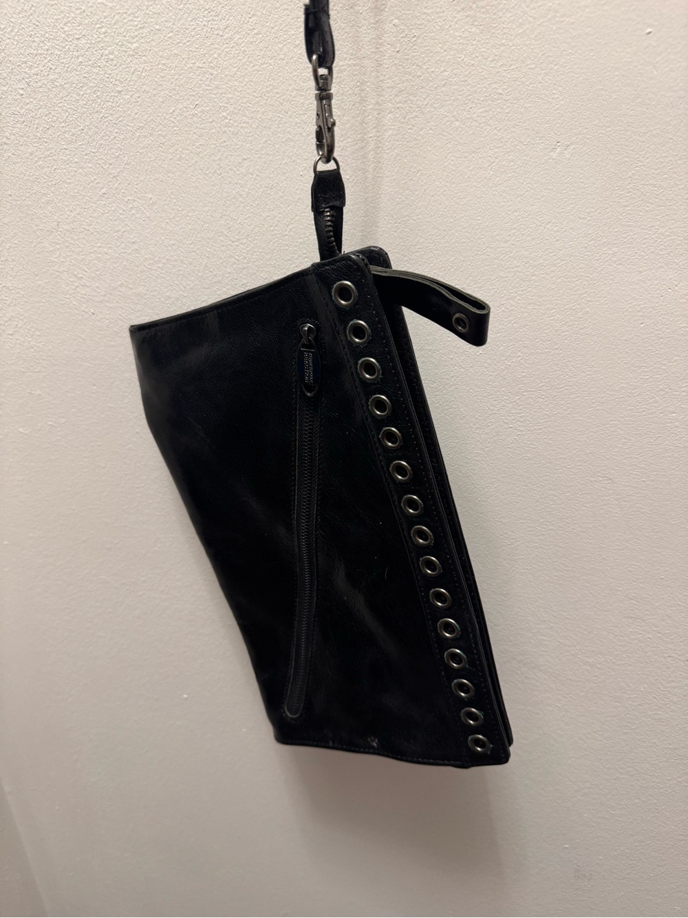 Kenneth Cole Black Wristlet Clutch with Grommet Detail